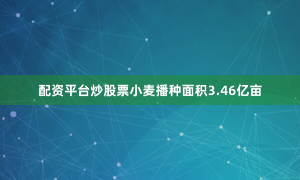 配资平台炒股票小麦播种面积3.46亿亩