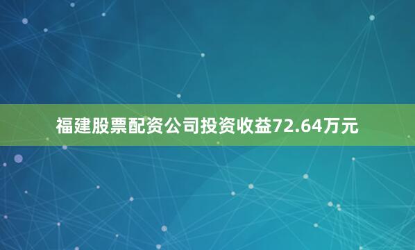 福建股票配资公司投资收益72.64万元
